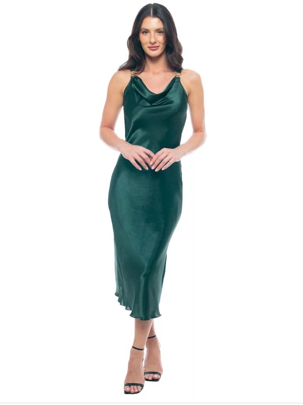 2 for $30 sale: NWT Tash + Sophie hunter green Satin Cowl Neck Maxi Dress - L